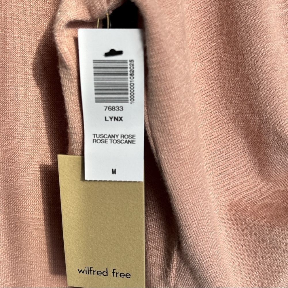 Wilfred Free Aritzia Lynx Long Sleeve Crop Ruched Front Tie Knit Top Size M Pink - Picture 6 of 8